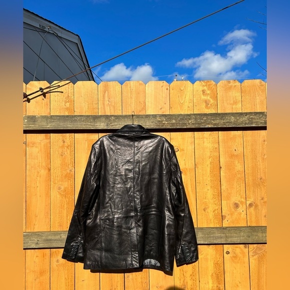 Vintage Pelle Studio black leather jacket-sz XL minimalist button winter fall‎ - Picture 7 of 9